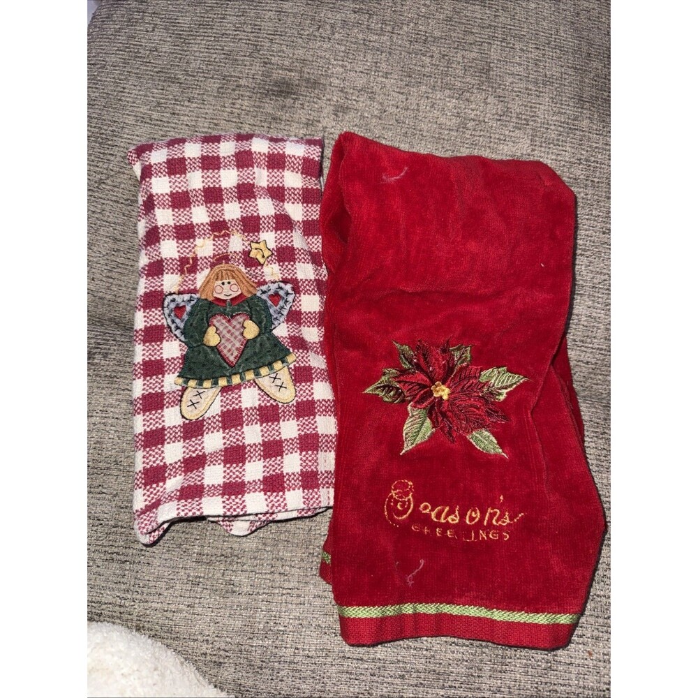 Vintage Christmas Dish Clothes Set of 2